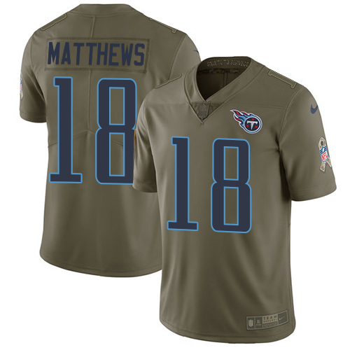 Nike Titans #18 Rishard Matthews Olive Men's Stitched NFL Limited Salute To Service Jersey